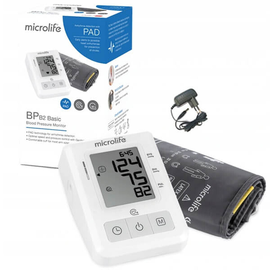 Microlife BP B2 Basic, monitor automat de tensiune arterială pentru brațul superior, cu sursă de alimentare