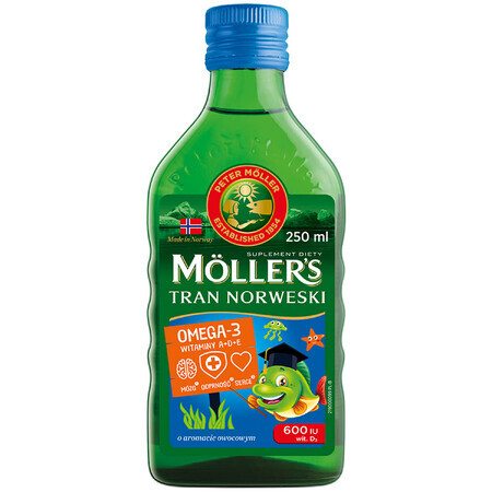 Moller's Tran Norwegian, peste 3 ani, aromă de fructe, 250 ml