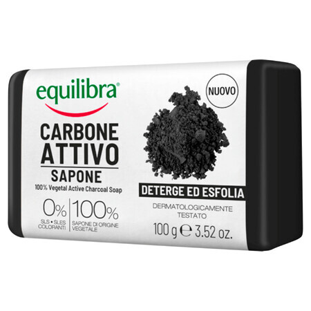 Equilibra Carbone Attivo, săpun de curățare, 100% vegetal, cu carbon activ, 100 g