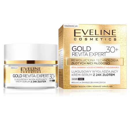 Eveline Cosmetics Gold Revita Expert 30+, Cremă-serum de lux cu aur de 24k, 50 ml