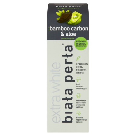 White Pearl Extra White, pastă de dinți de albire, Bamboo Carbon & Aloe, 75 ml