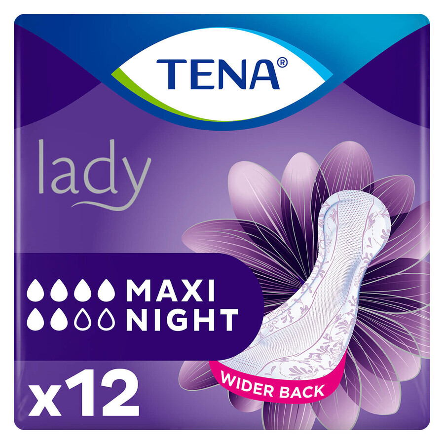 Tena Lady, prosoape igienice speciale, Maxi Night, 12 buc.