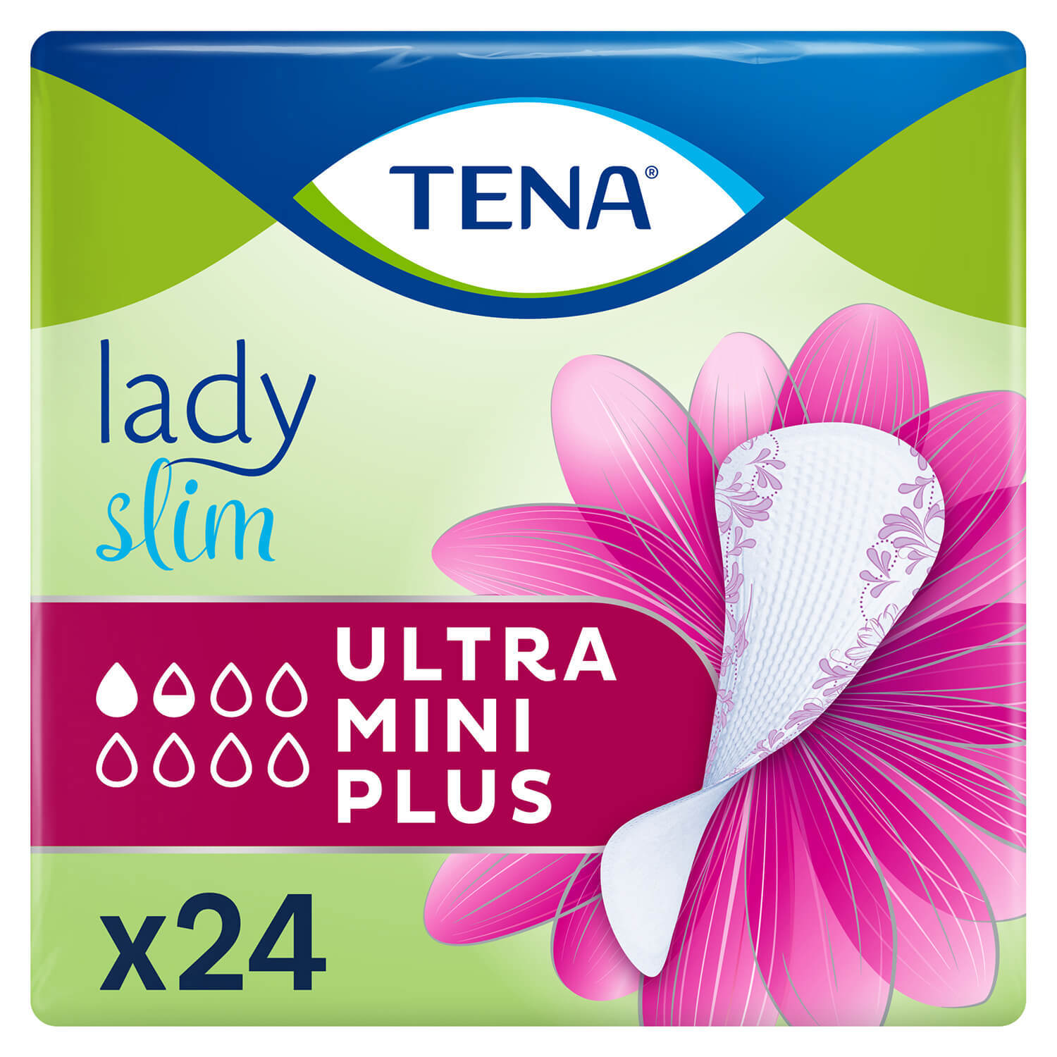 Tena Lady Slim, tălpi urologice, Ultra Mini Plus, 24 de bucăți AMBALAJ DEFECTUAT