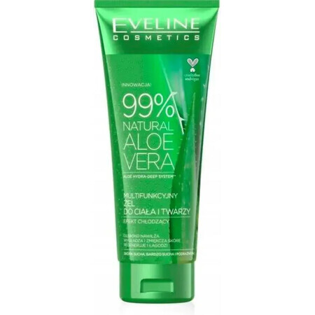 Eveline Cosmetics 99% Natural Aloe Vera, gel multifuncional para cuerpo y cara, efecto refrescante, 250 ml