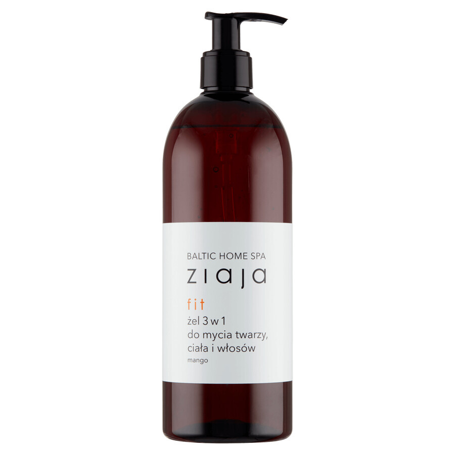 Ziaja Baltic Home Spa Fit, gel 3 en 1 para la limpieza facial, corporal y capilar, 500 ml