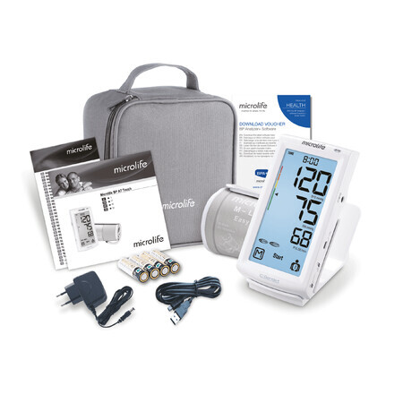 Microlife BP A7 Touch, monitor automat de tensiune arterială pentru brațul superior cu sursă de alimentare