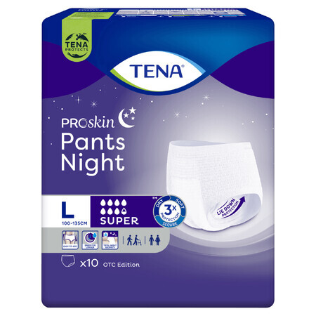 Tena Pants ProSkin Night, Ediție OTC chiloți absorbanți, mărimea L, 100-135 cm, Super, 10 bucăți
