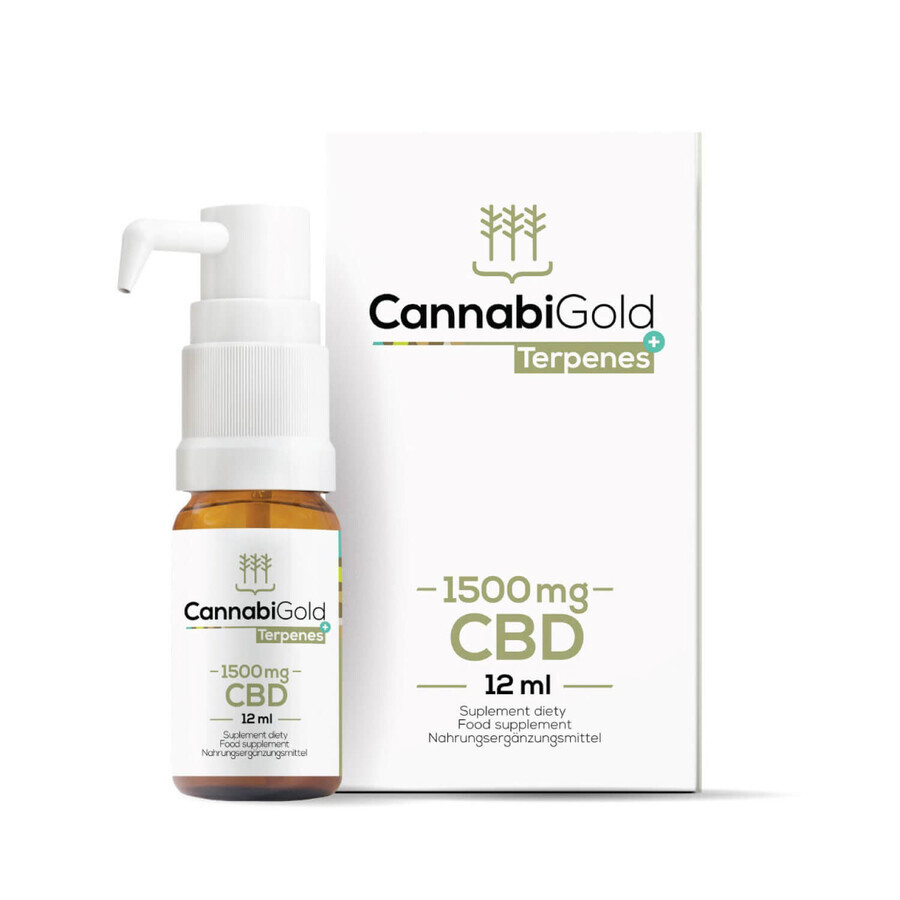 CannabiGold Terpenes+ 1500 mg CBD, ulei de cânepă, 12 ml