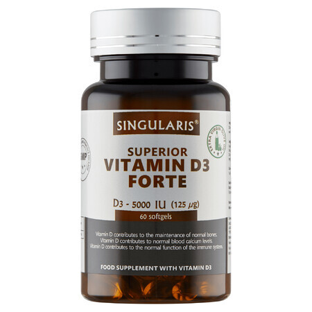 Singularis Superior, Vitamina D3 Forte 5000 UI, 60 capsule moi