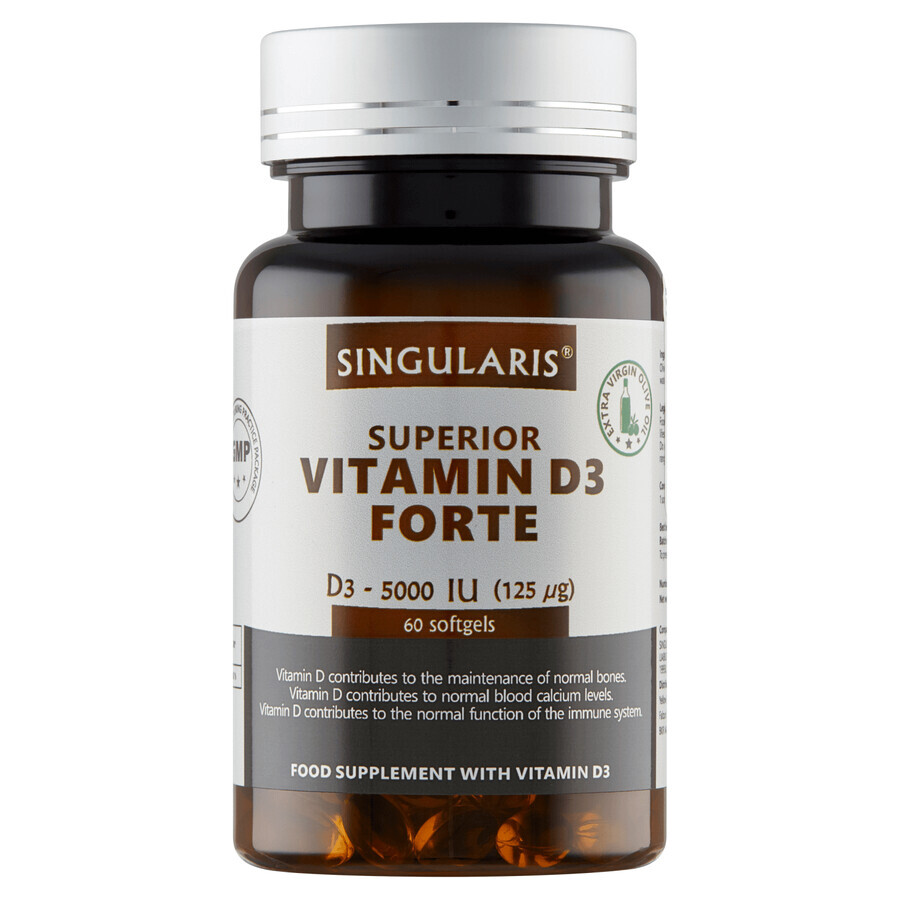 Singularis Superior, Vitamina D3 Forte 5000 UI, 60 capsule moi