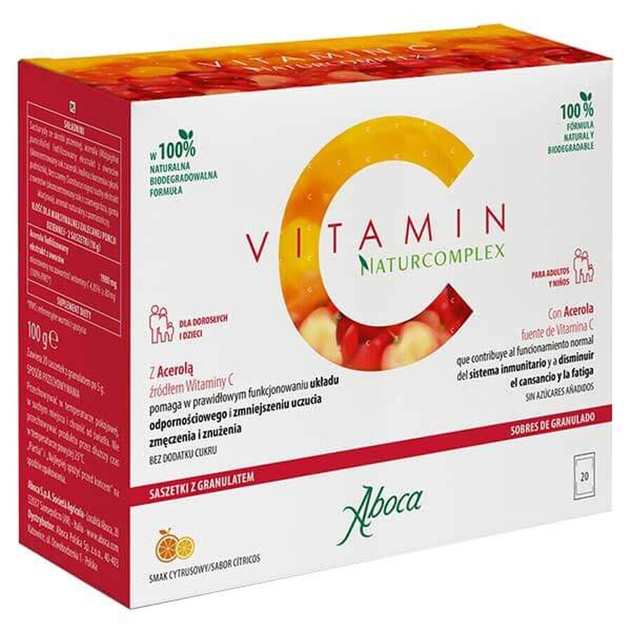 Vitamina C Naturcomplex, aromă de citrice, 5 g x 20 pliculețe