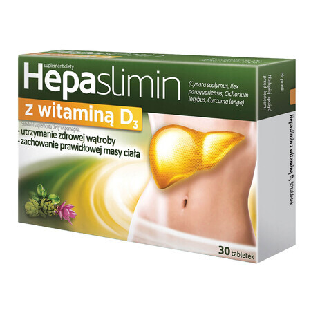 Hepaslimin cu vitamina D3, 30 comprimate filmate