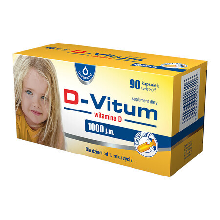 D-Vitum 1000 UI, vitamina D pentru copii de la 1 an, 90 de capsule cu răsucire