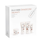 Set Ziaja Świąteczne Aromaty, crema de manos invierno, 50 ml + mousse corporal, 160 ml + exfoliante corporal, 200 ml + gel de ducha, 160 ml.