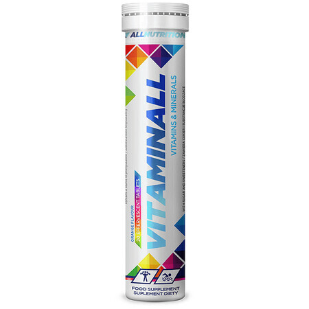 Allnutrition Vitaminall, vitamine și minerale, aromă de portocale, 20 comprimate efervescente