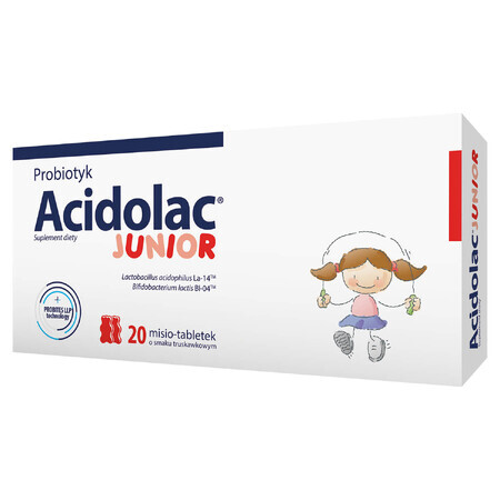 Acidolac Junior, pour les enfants à partir de 3 ans, goût fraise, 20 comprimés ours en peluche