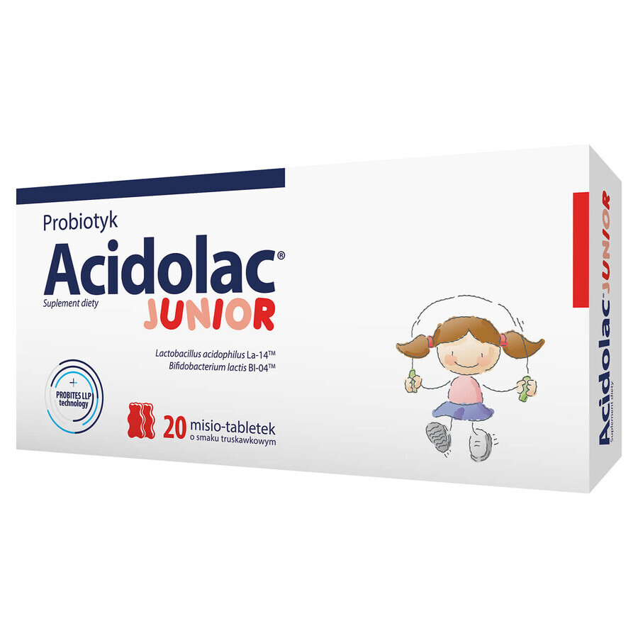 Acidolac Junior, pour les enfants à partir de 3 ans, goût fraise, 20 comprimés ours en peluche