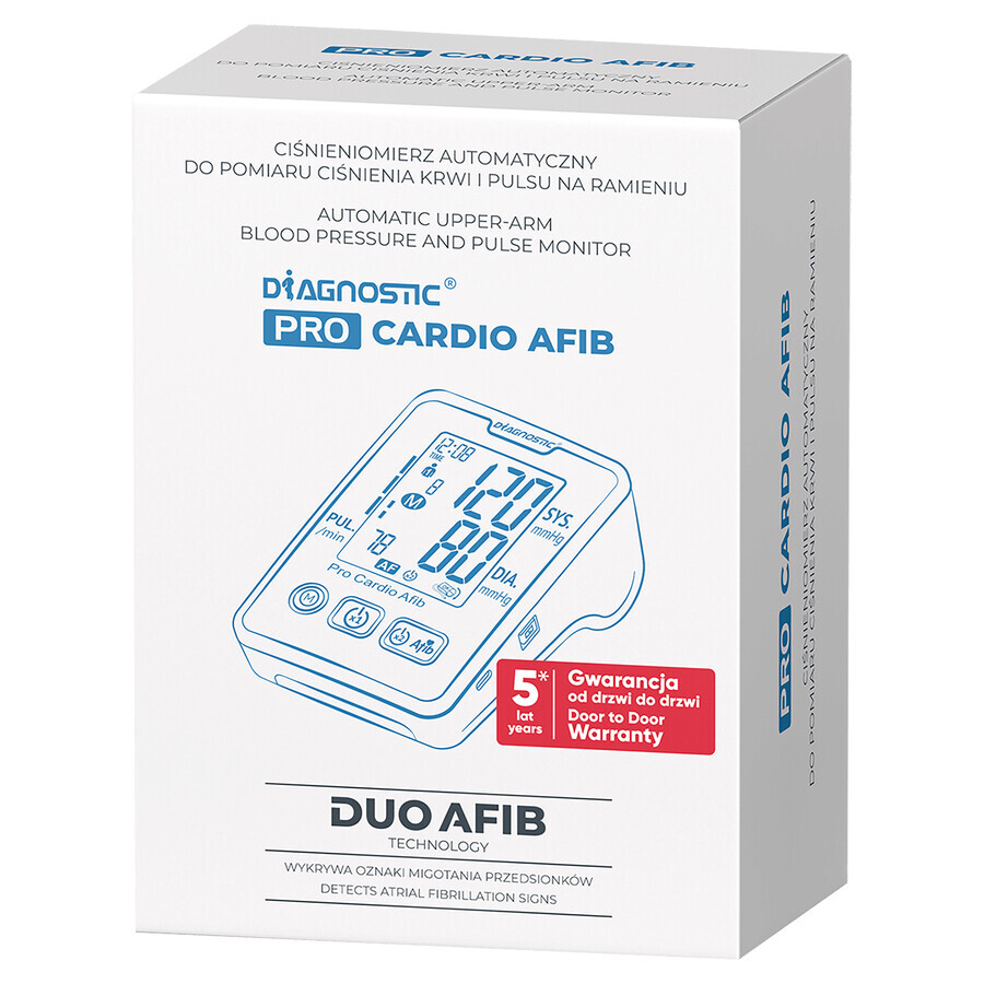 Diagnosis Diagnostic Diagnostic Pro Cardio Afib, monitor automat de tensiune arterială pentru brațul superior, cu sursă de alimentare