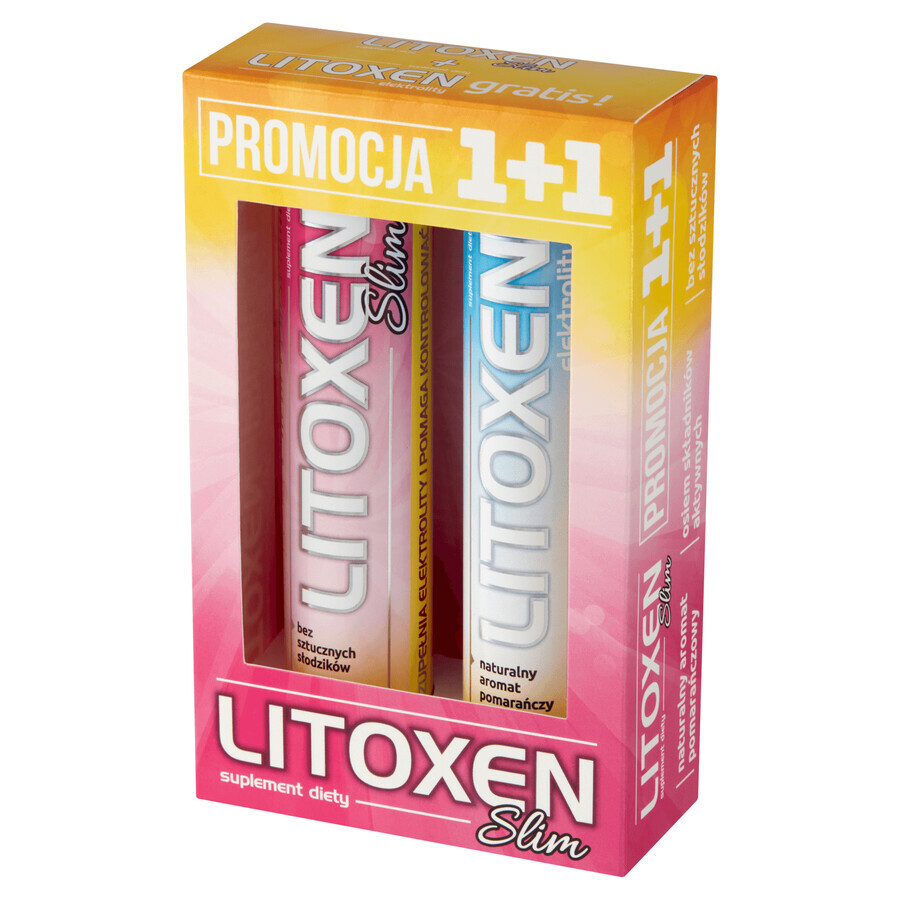 Litoxen Slim, aromă de portocale, 20 comprimate efervescente + Litoxen Elektrolity, aromă de portocale, 20 comprimate efervescente