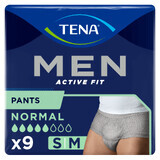 Tena Men Active Fit Pants, chiloți absorbanți pentru bărbați, mărimea S/M, 75-105 cm, Normal, 9 bucăți