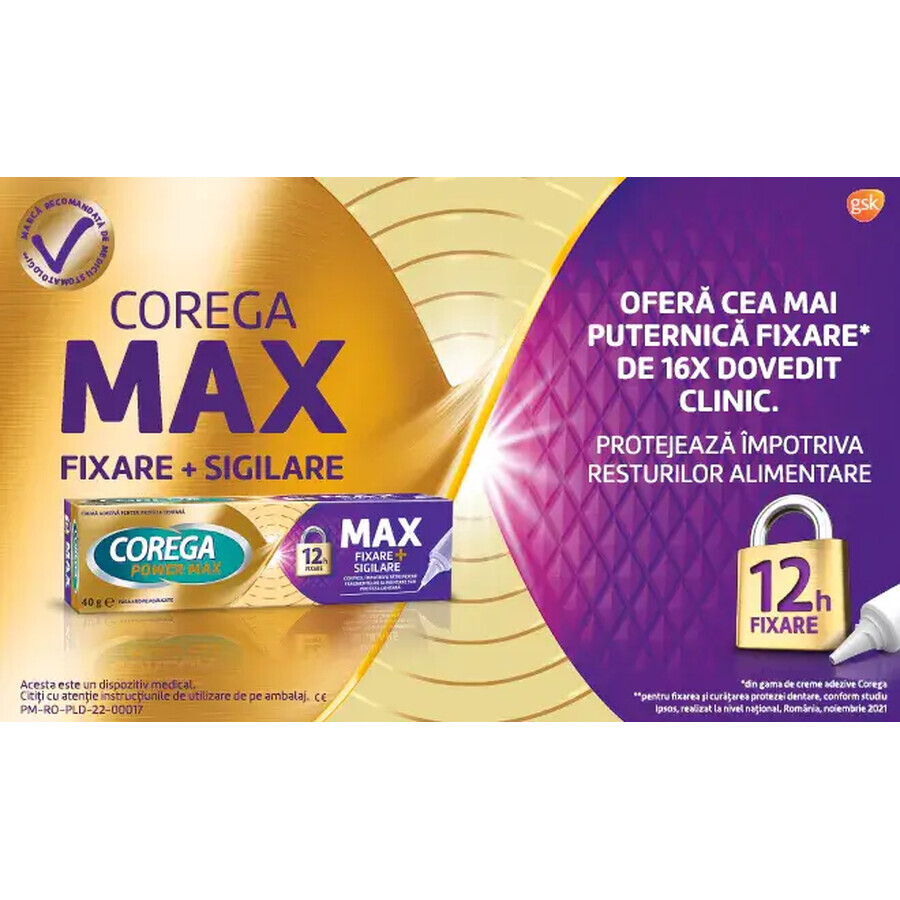 Cremă adezivă pentru proteza dentară Max Sigilare Corega, 40 g, Gsk