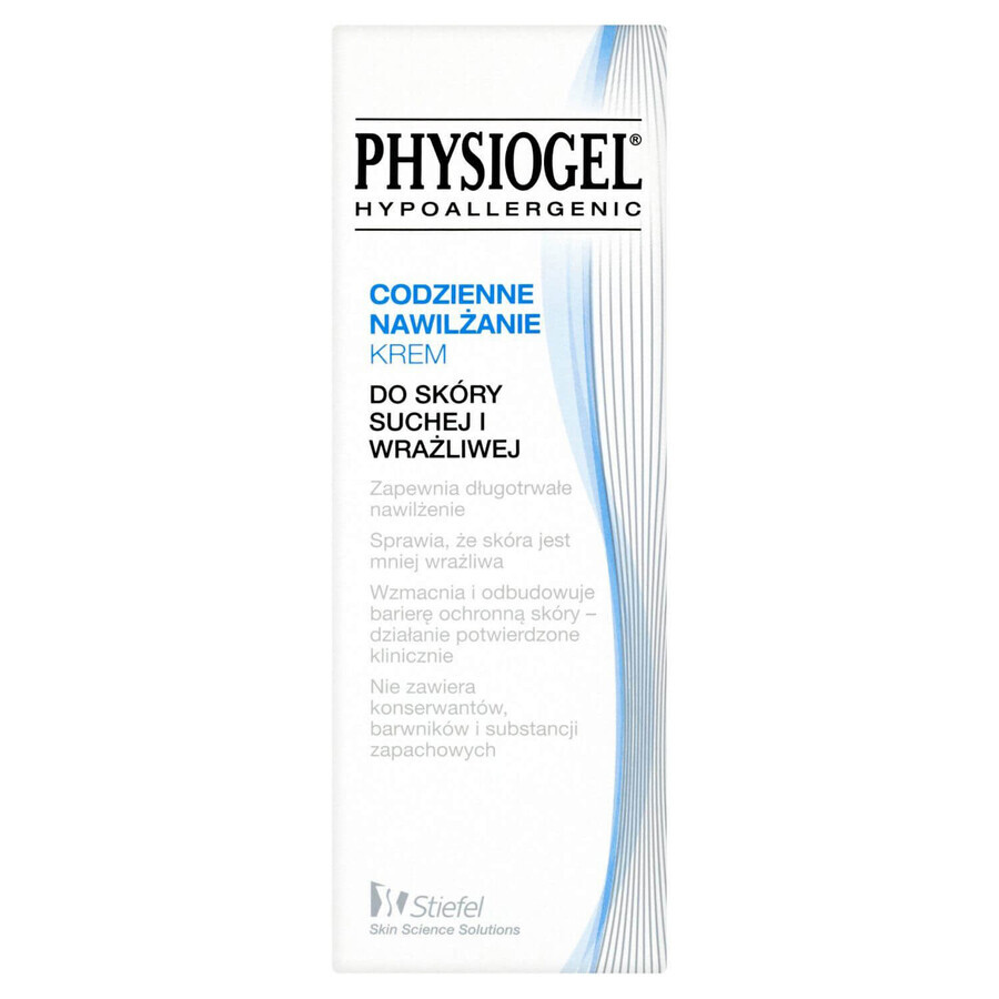 Physiogel Daily Moisturising, Cremă de față hidratantă, ten uscat și sensibil, 75 ml