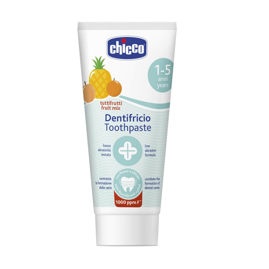 Chicco, pastă de dinți pentru copii 1-5 ani, aromă de fructe, cu fluor, 50 ml