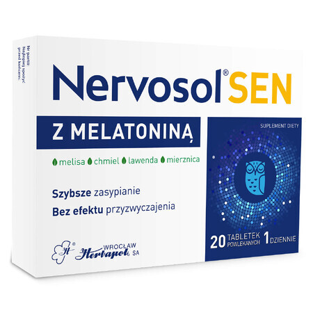 Nervosol Sleep cu melatonină, 20 comprimate filmate