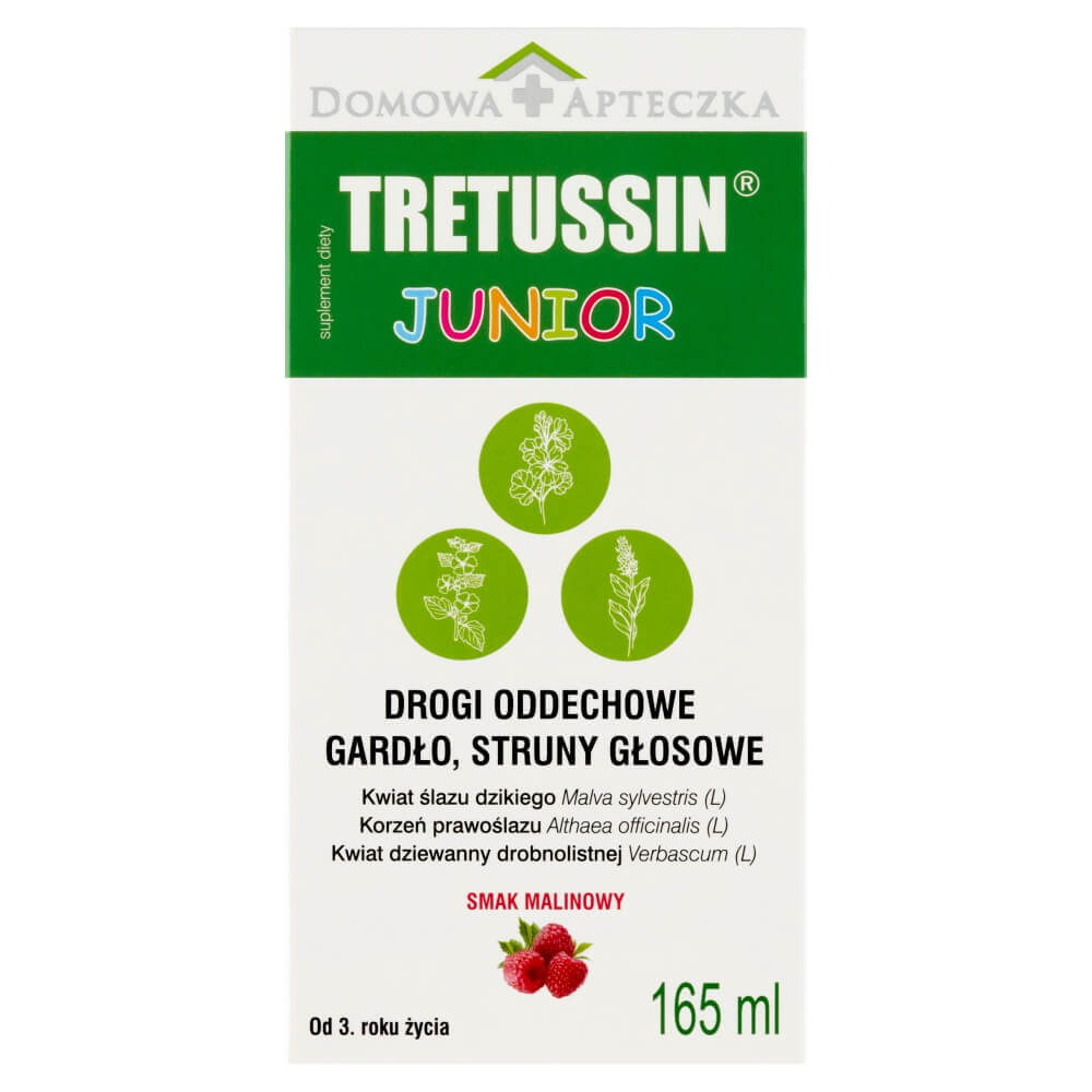 Tretussin Junior, de la 3 ani, aromă de zmeură, 165 ml