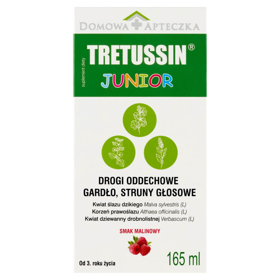 Tretussin Junior, de la 3 ani, aromă de zmeură, 165 ml