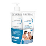 Set Bioderma Atoderm, loțiune emolientă calmantă, 500 ml + gel de curățare, care reduce mâncărimile pielii, 200 ml