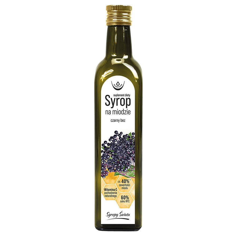 Oleofarm Siropuri din lume Black Elderberry, sirop de miere, 250 ml CU MĂSURĂ SCURTĂ