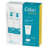 Coffret Oillan Derm+, gel nettoyant onctueux, 400 ml + lotion pour le corps, 400 ml + crème concentrée mains, 75 ml en cadeau