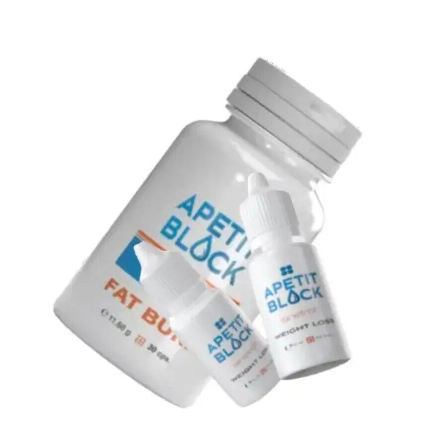 Pachet Apetit Block Sinetrol 30 capsule + 2 flacoane x 15 ml - pentru pierderea in greutate