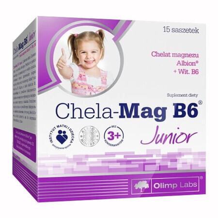 Olimp Chela-Mag B6 Junior, pentru copii cu vârsta peste 3 ani, 5 g x 15 pliculețe AMBALAJ DISTRUS