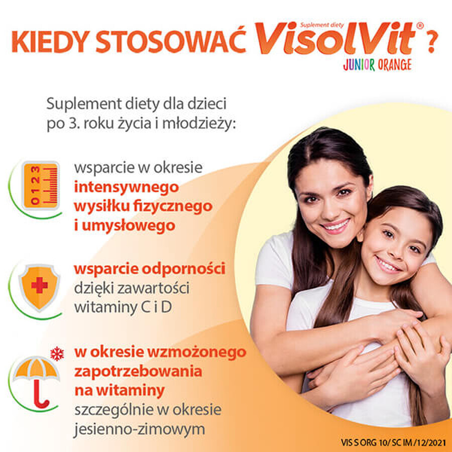 Visolvit Junior Orange, pentru copii cu vârsta peste 3 ani, 10 pliculețe SHORT DATE