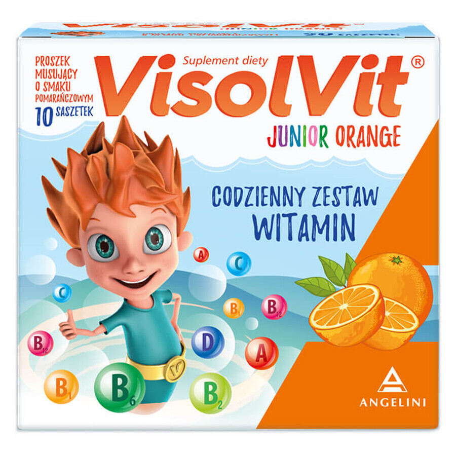 Visolvit Junior Orange, pentru copii cu vârsta peste 3 ani, 10 pliculețe SHORT DATE