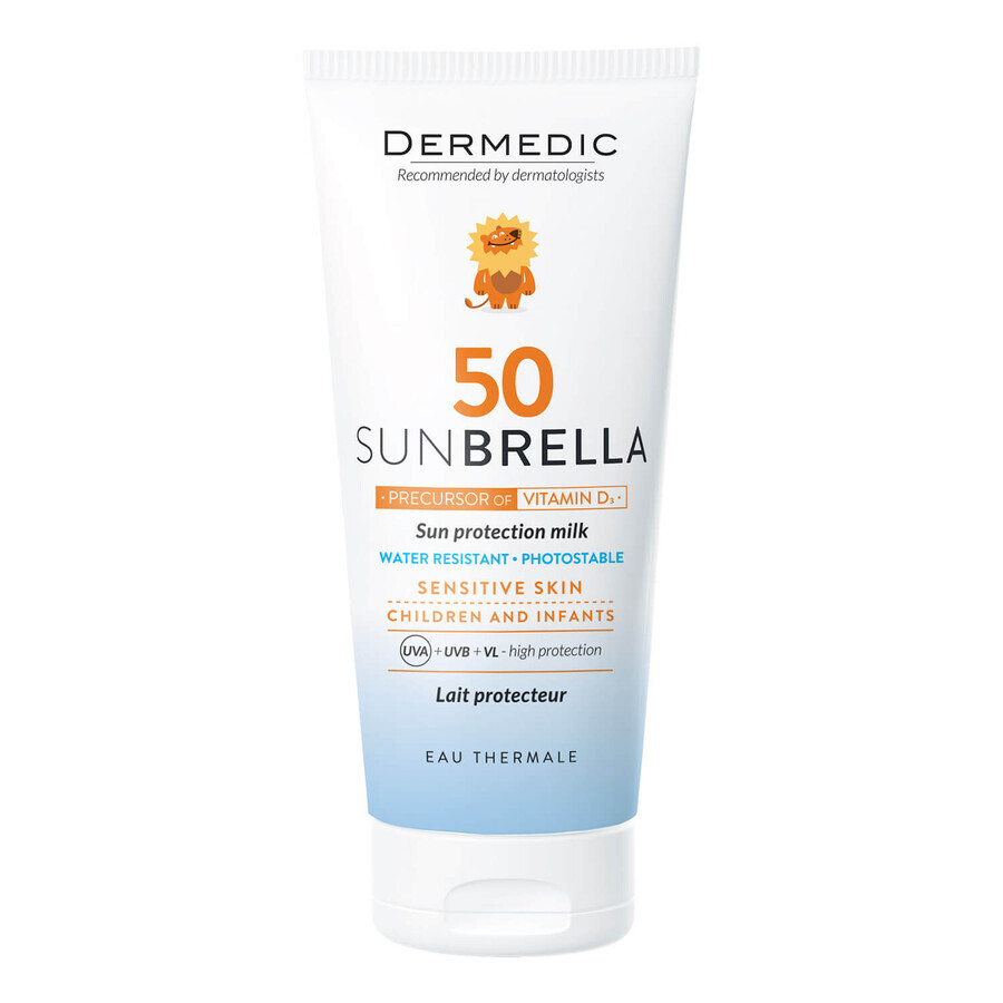 Dermedic Sunbrella Baby, lapte protector pentru copii de la vârsta de 1 lună, față și corp, piele sensibilă, SPF 50, 100 ml AMBALAJ CONTAMINAT