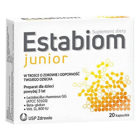 Estabiom Junior, voor kinderen vanaf 3 jaar, 20 capsules KORT GEBRUIK