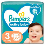 Pampers Active Baby, couches, taille 3, 6-10 kg, 66 PAQUETS DÉFAILLÉS