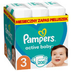 Pampers Active Baby, couches, taille 3, 6-10 kg, 208 EMBALLAGE DEFECTUEUX