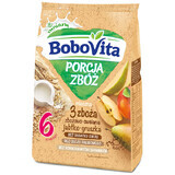 BoboVita Porcja Zbóż terci de cereale-ovăz 3 cereale, mere și pere, produse lactate, fără adaos de zahăr, după 6 luni, 210 g SHORT DATE