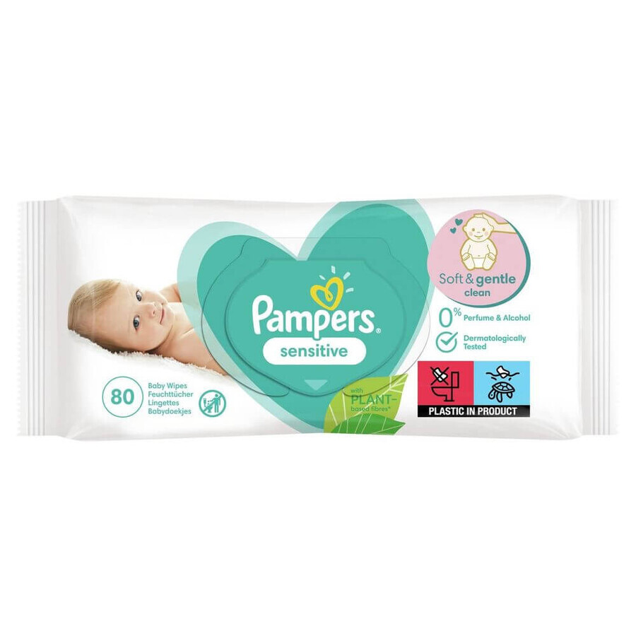 Pampers Sensitive, lingettes humides, 4 x 80 pcs EMBALLAGE ENDOMMAGÉ