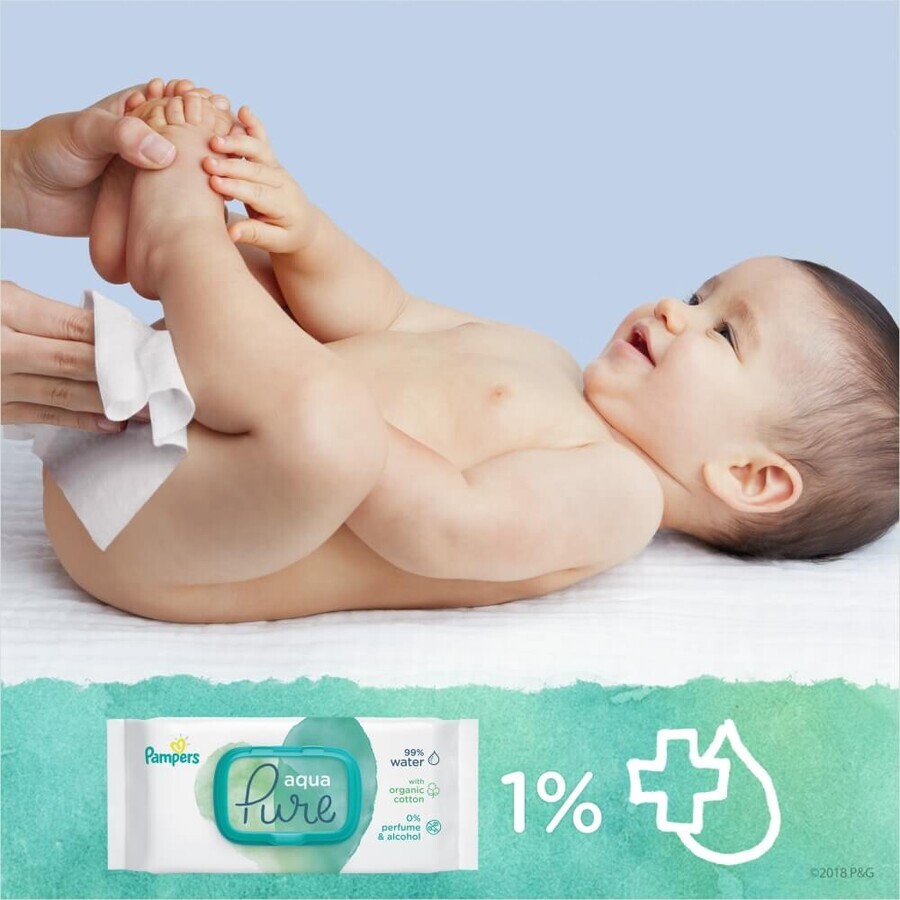 Pampers Aqua Pure, lingettes humides, 9 x 48 pièces EMBALLAGE DEFECTUEUX