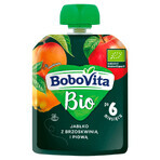 BoboVita Bio Mousse într-un tub, măr cu piersici și gutui, după 6 luni, 80 g SHORT DATE