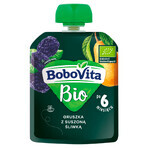 BoboVita Mousse într-un tub, pere cu prune uscate după 6 luni, 80 g SHORT DATE