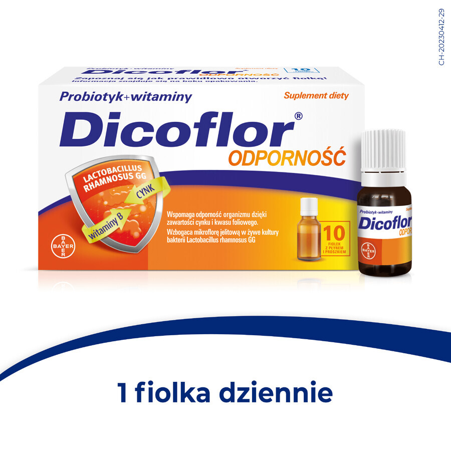 Dicoflor Imunitate, pentru copii de la 3 ani și adulți, 10 ml x 10 flacoane SHORT DATE