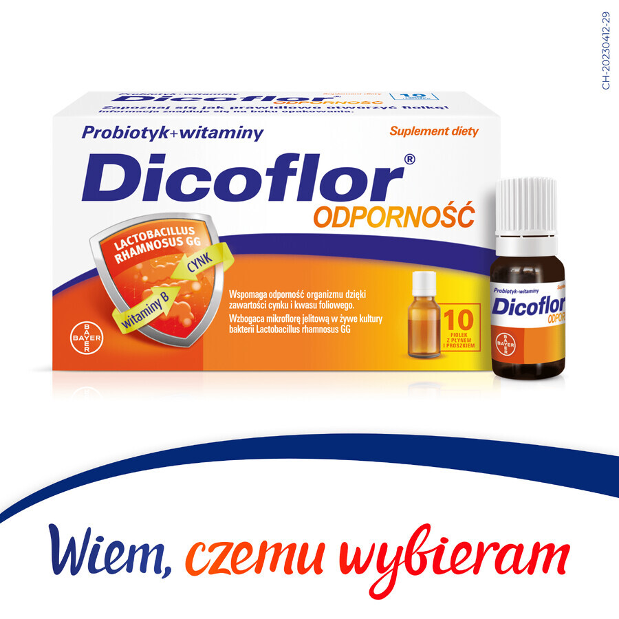 Dicoflor Imunitate, pentru copii de la 3 ani și adulți, 10 ml x 10 flacoane SHORT DATE