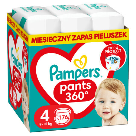 Pampers Pants, couches-culottes, Maxi, taille 4, 9-15 kg, 176 pièces EMBALLAGE DEFECTUEUX