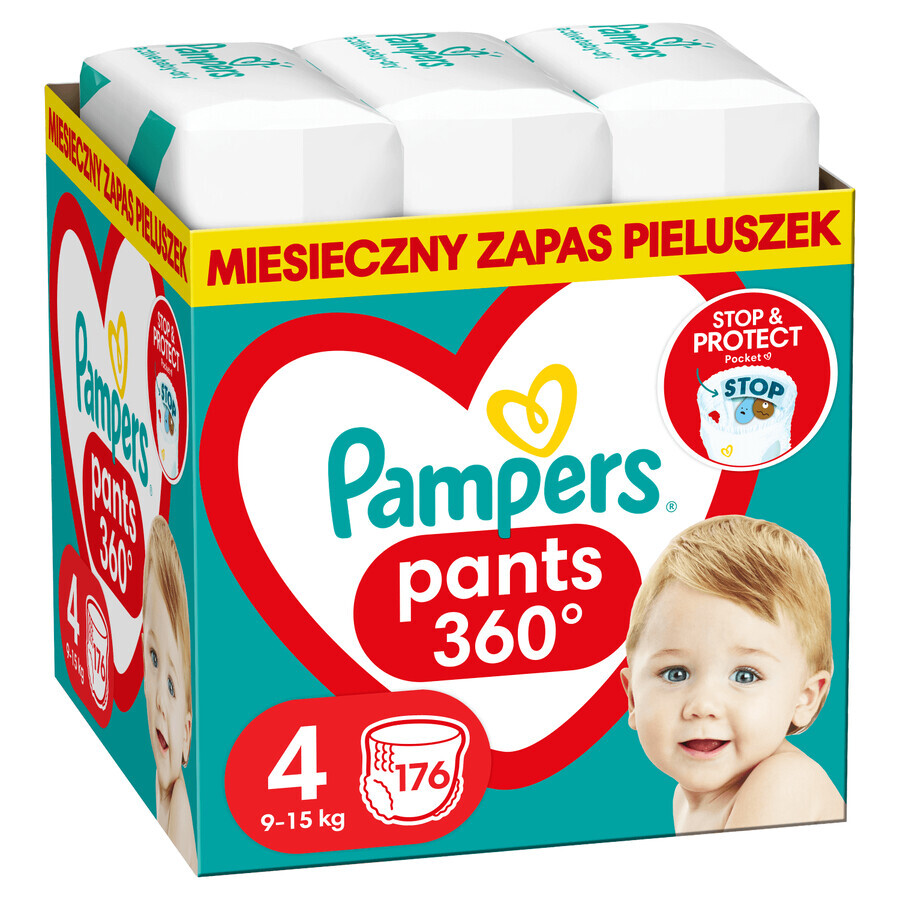 Pampers Pants, couches-culottes, Maxi, taille 4, 9-15 kg, 176 pièces EMBALLAGE DEFECTUEUX